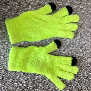 Neon Yellow Fuzzy Tech Gloves